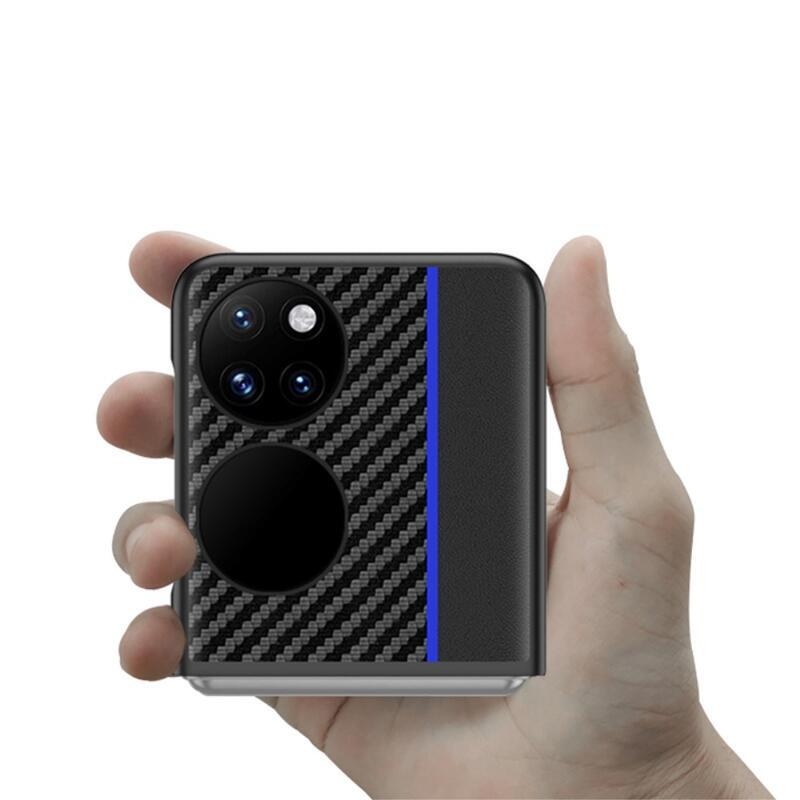 Fiber plastový kryt na mobil Huawei P50 Pocket - černý/modrý