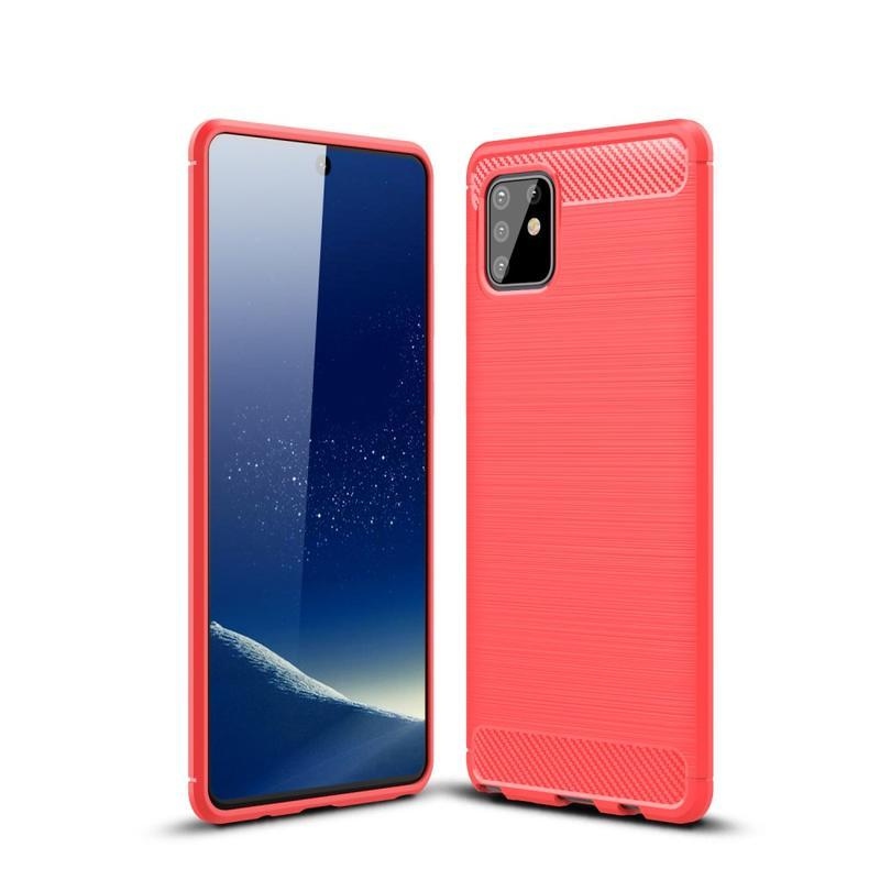 Fiber texturovaný odolný gelový obal na mobil Samsung Galaxy Note 10 Lite - červený