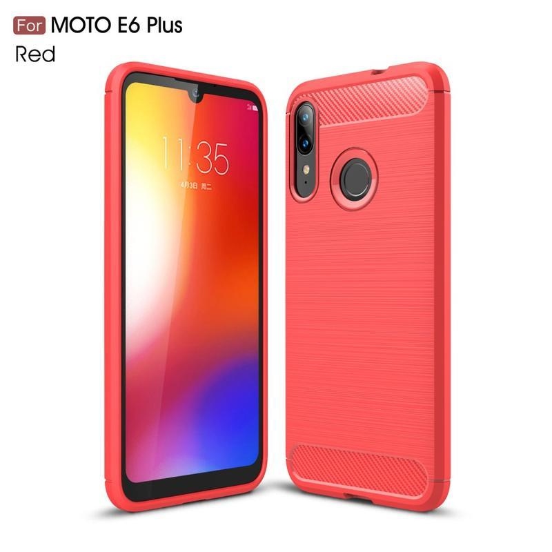 Fibre odolný gelový obal na mobil Motorola Moto E6 Plus - červený