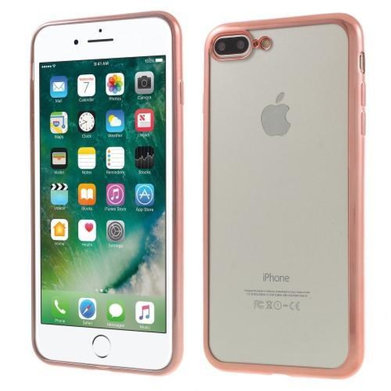 Fine gelový obal s výrazným rámováním na iPhone 8 Plus a iPhone 7 Plus - růžový