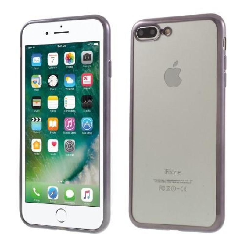 Fine gelový obal s výrazným rámováním na iPhone 8 Plus a iPhone 7 Plus - šedý