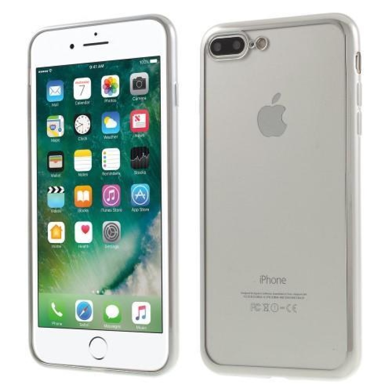 Fine gelový obal s výrazným rámováním na iPhone 8 Plus a iPhone 7 Plus - stříbrný