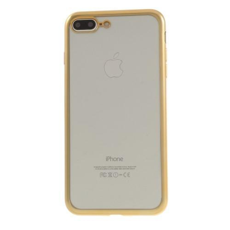 Fine gelový obal s výrazným rámováním na iPhone 8 Plus a iPhone 7 Plus - zlatý