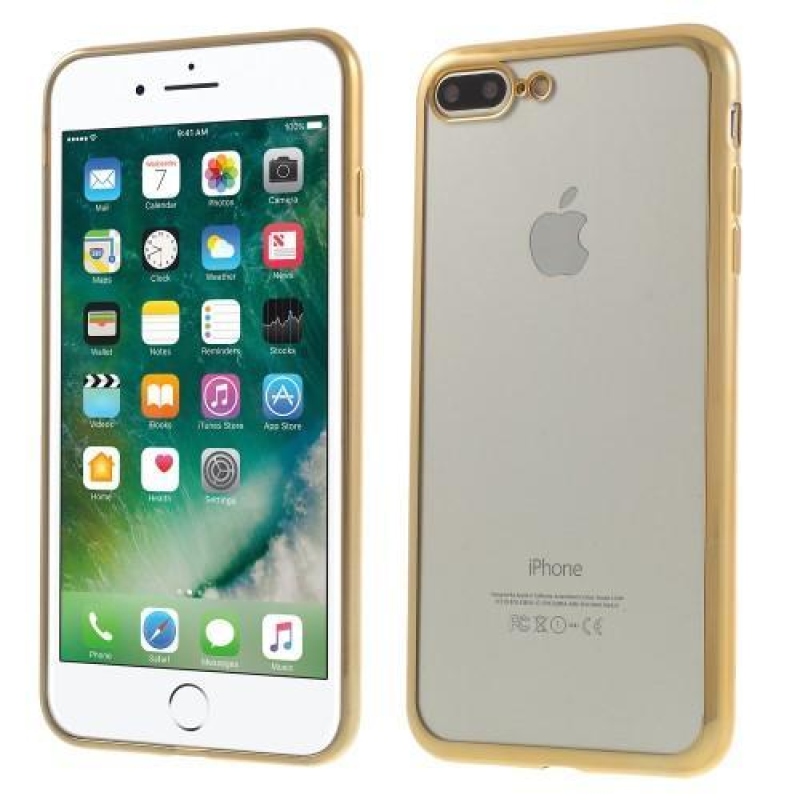 Fine gelový obal s výrazným rámováním na iPhone 8 Plus a iPhone 7 Plus - zlatý