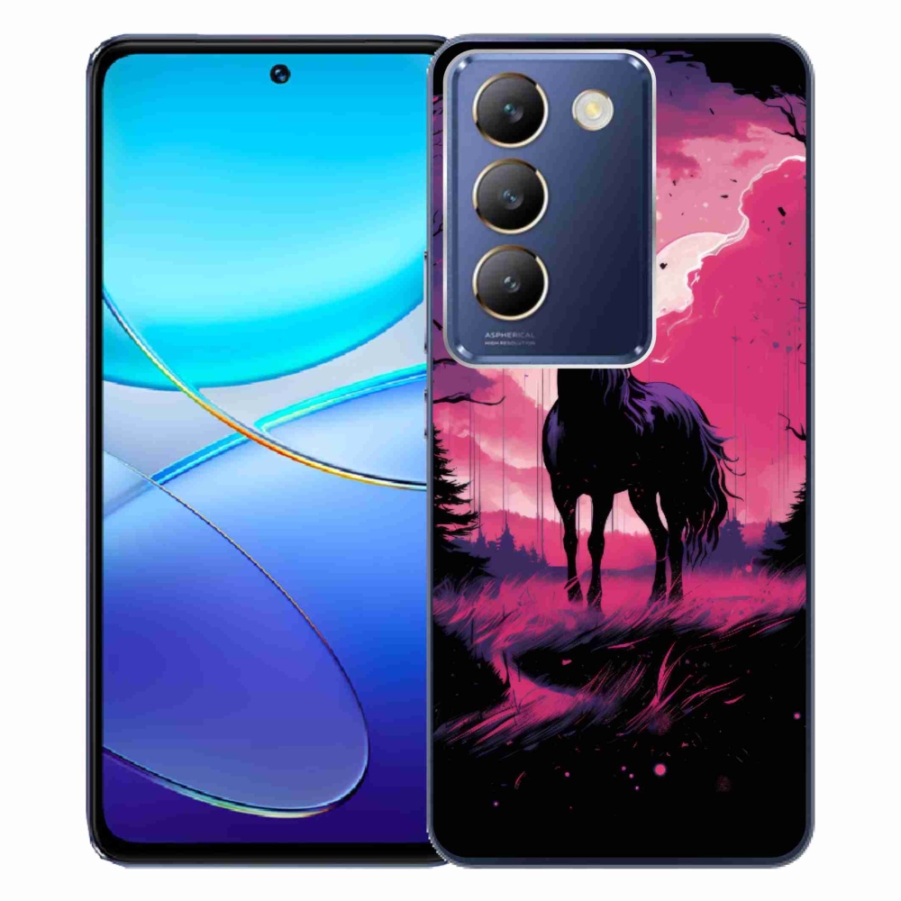 Gelový kryt mmCase na Vivo V40 SE 4G/5G - černý kreslený kůň 1