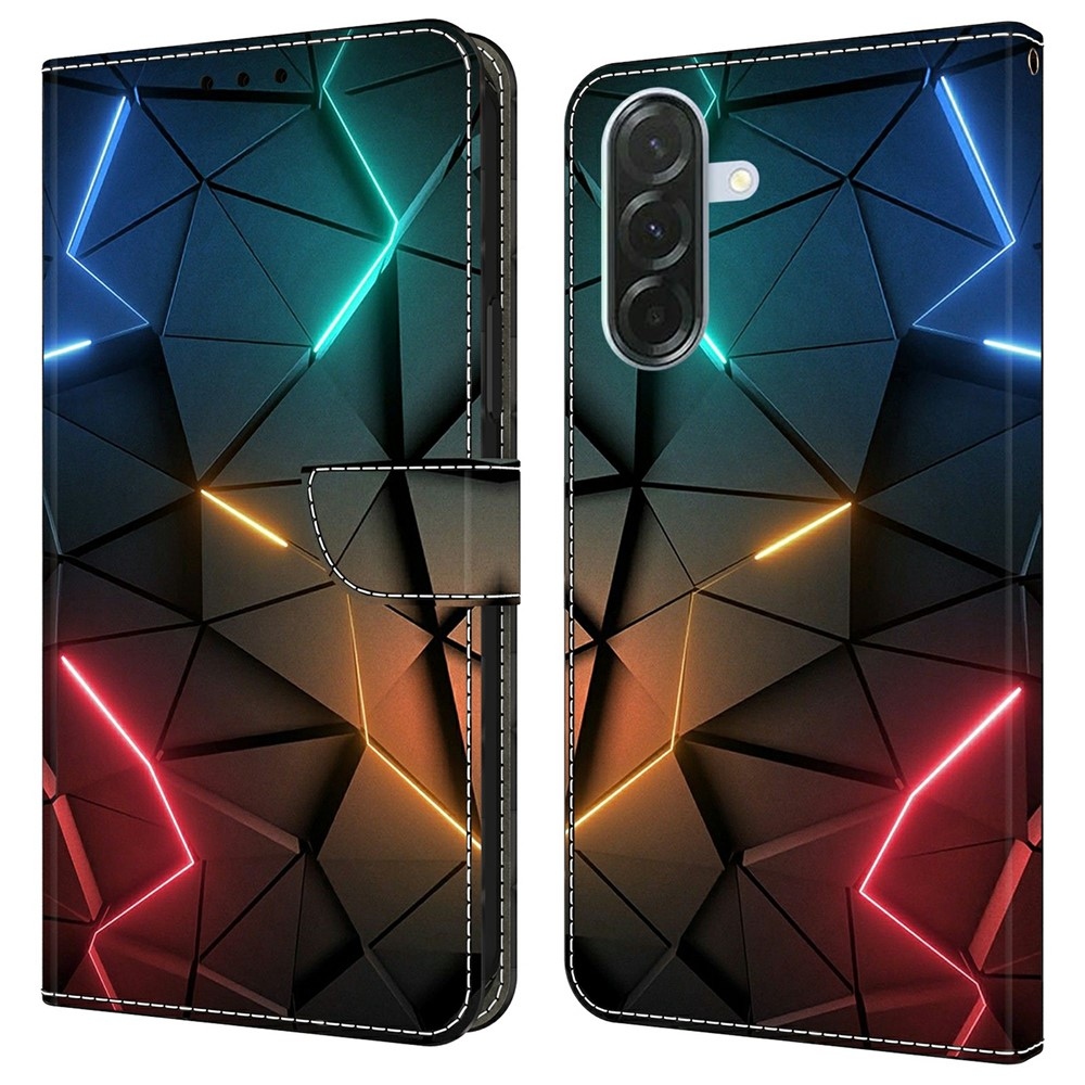 Firmly knížkové pouzdro na Samsung Galaxy A37 5G - neonové trojůhelníky