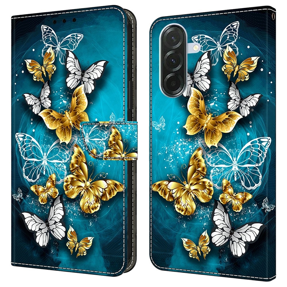 Firmly knížkové pouzdro na Samsung Galaxy A37 5G - zlatí a bílí motýli