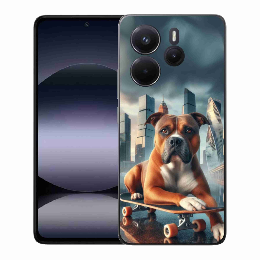 Gelový kryt mmCase na Xiaomi Redmi Note 14 - pes na skateboardu