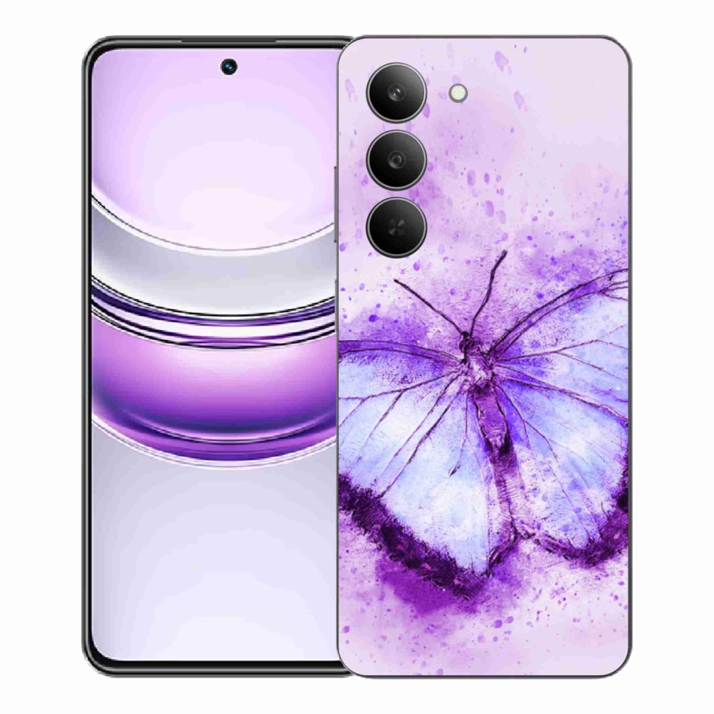 Gelový kryt mmCase na Realme 14x 5G - fialový motýl