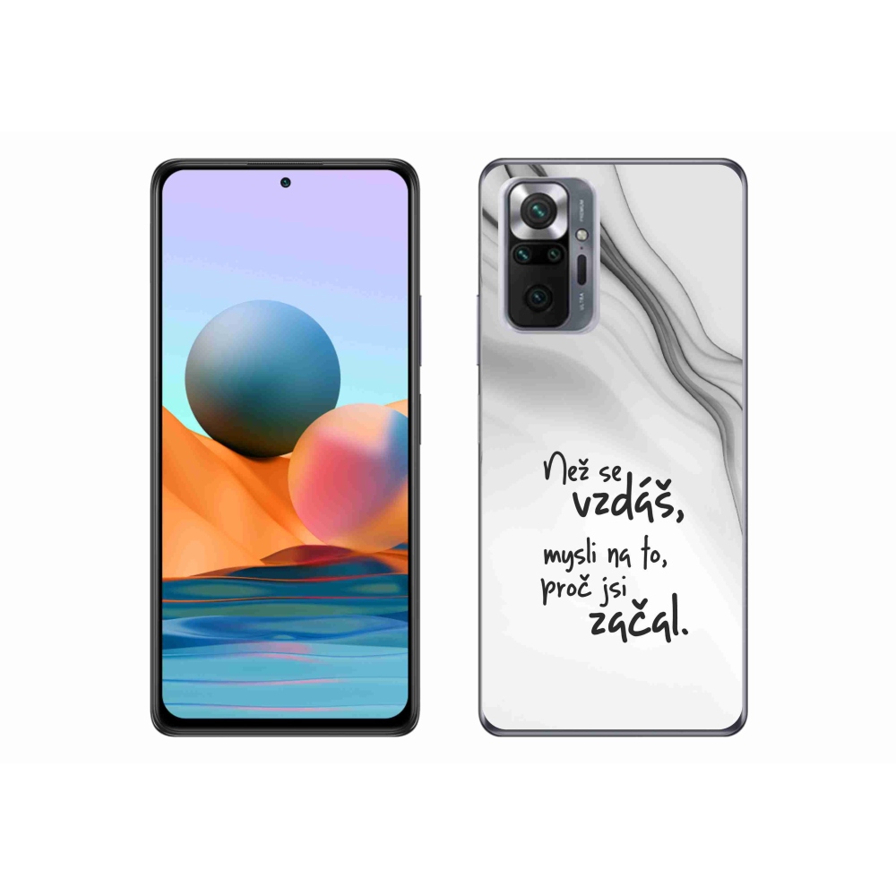 Gelový kryt mmCase na Xiaomi Redmi Note 10 Pro - citát 2 bílé pozadí