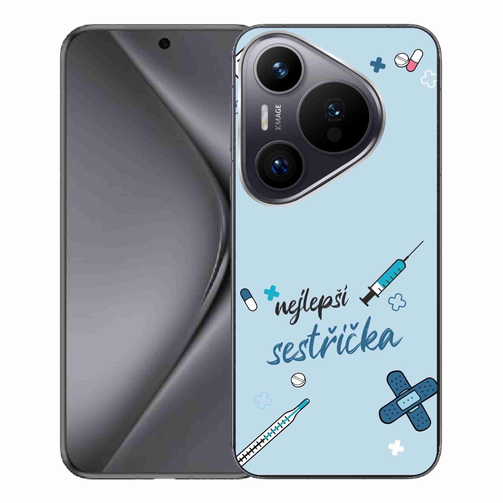 Gelový kryt mmCase na Huawei Pura 70 Pro - nejlepší sestřička modré pozadí