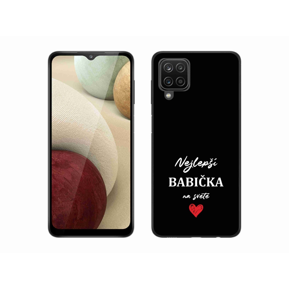 Gelový kryt mmCase na Samsung Galaxy A12 - nejlepší babička 1 černé pozadí