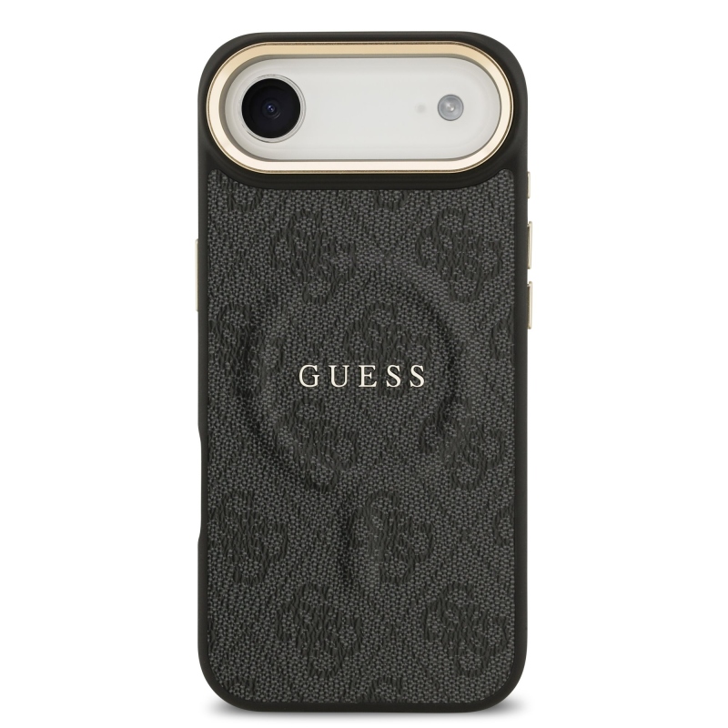 Guess PU Leather 4G Gold Frame MagSafe Zadní Kryt pro iPhone Air Black