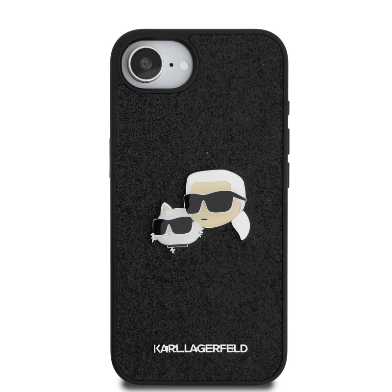 Karl Lagerfeld Fixed Glitter Metal K&CH Zadní Kryt pro iPhone 16e Black