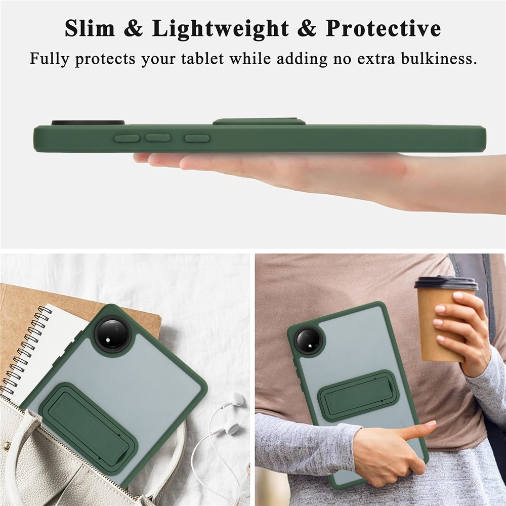 Skiny gelový obal s pevnými zády a výklopným stojánkem na Xiaomi Redmi Pad SE 8.7 - zelený