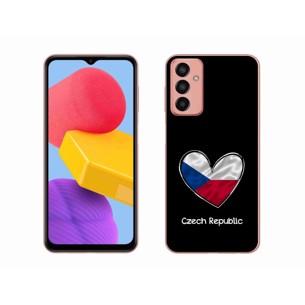 Gelový kryt mmCase na Samsung Galaxy M13 - vlajka srdce černé pozadí