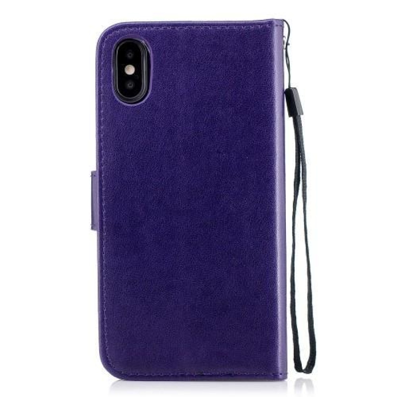 Flamingo PU kožené peněženkové pouzdro na iPhone X - fialové
