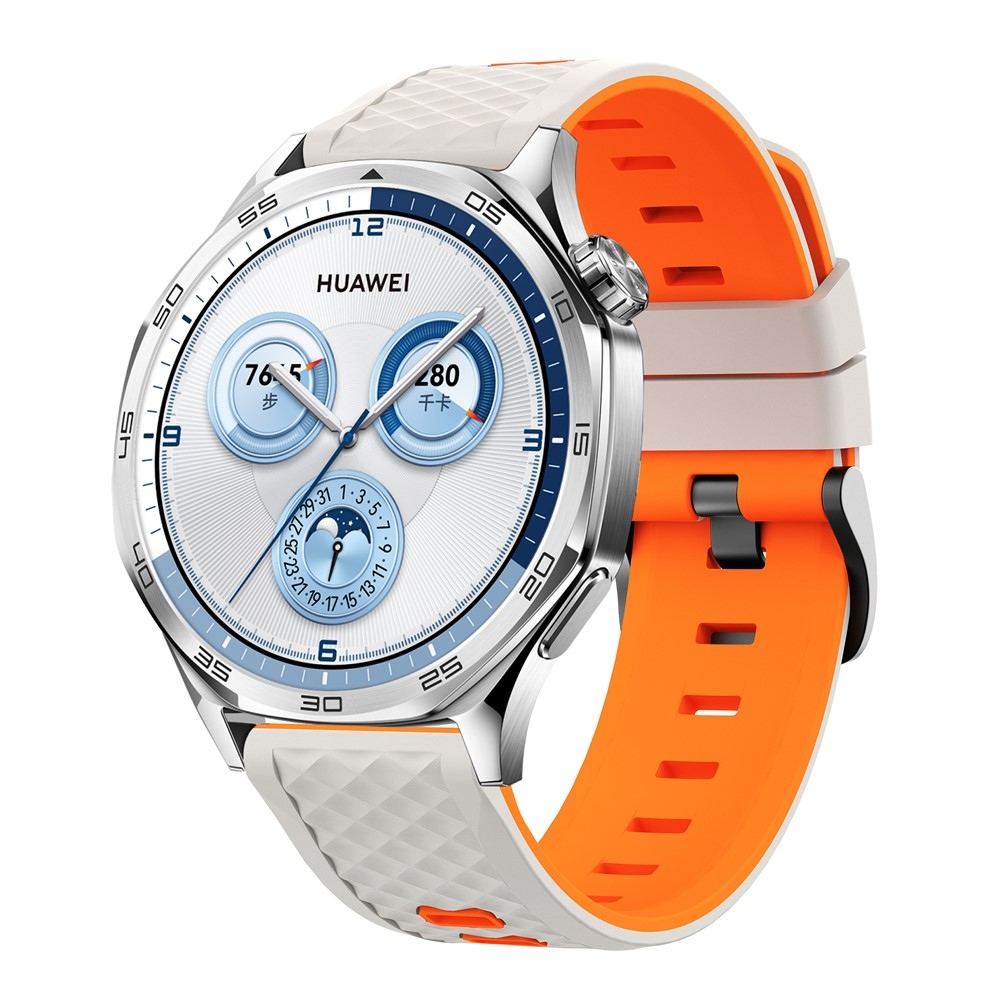 Flat silikonový řemínek 22mm na Garmin Forerunner 970/Forerunner 570 47mm/265 - béžový/oranžový