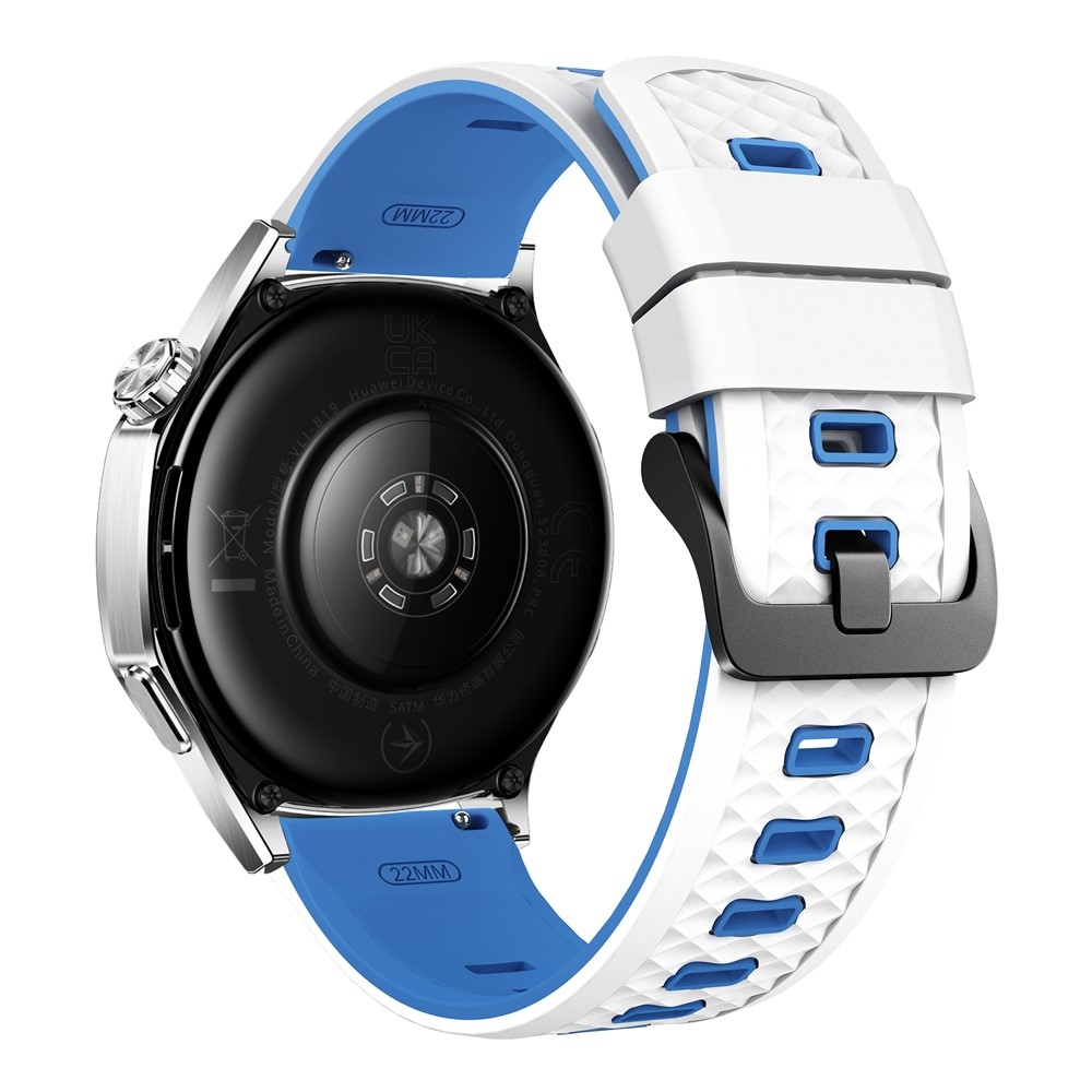 Flat silikonový řemínek 22mm na Garmin Forerunner 970/Forerunner 570 47mm/265 - bílý/modrý