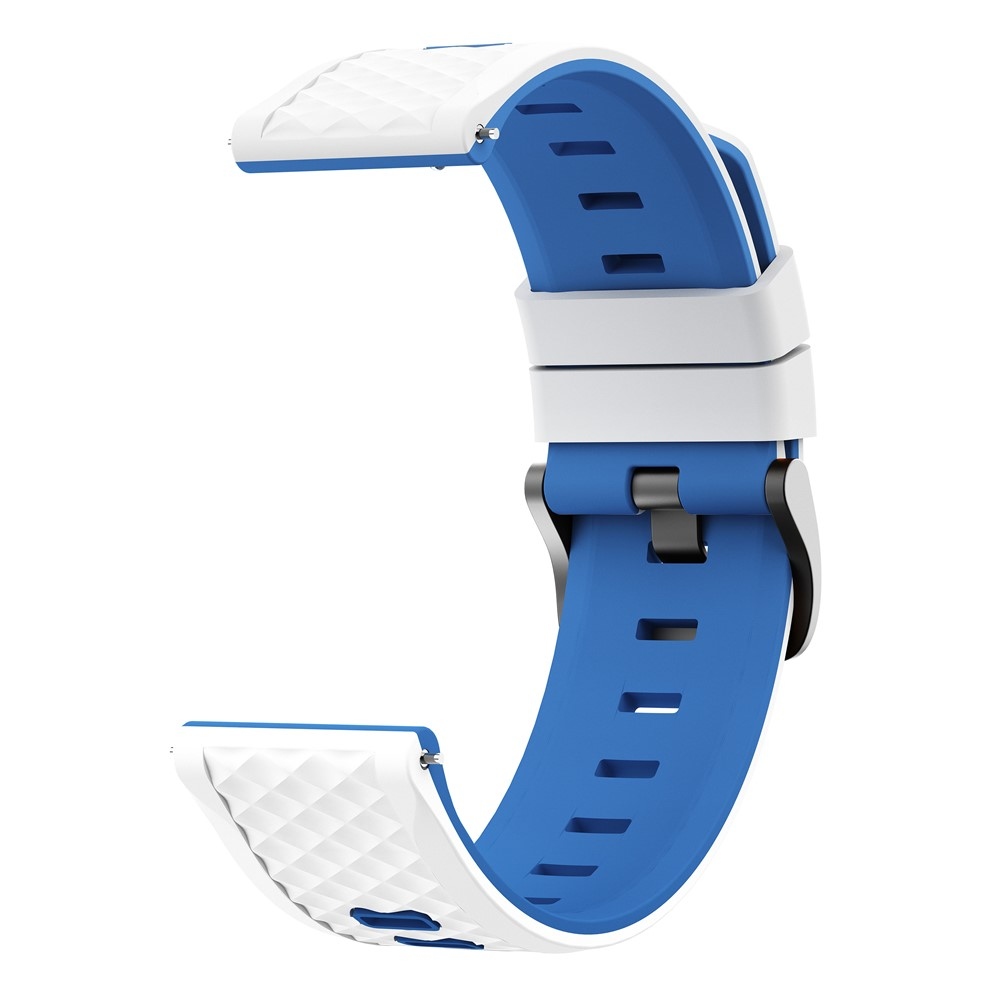 Flat silikonový řemínek 22mm na Garmin Forerunner 970/Forerunner 570 47mm/265 - bílý/modrý