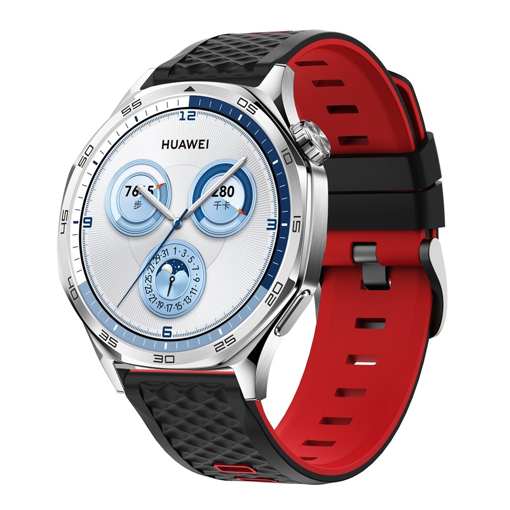 Flat silikonový řemínek 22mm na Garmin Forerunner 970/Forerunner 570 47mm/265 - černý/červený