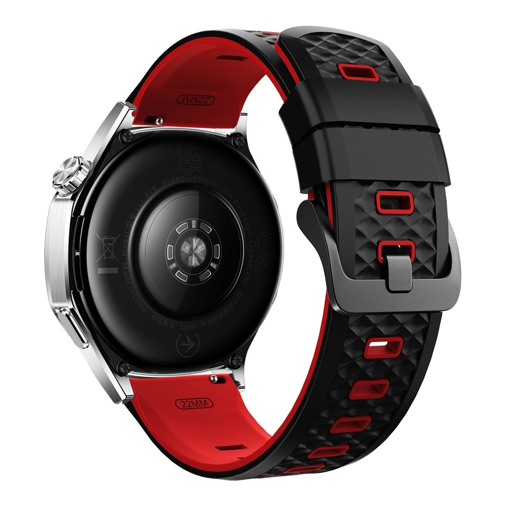 Flat silikonový řemínek 22mm na Garmin Forerunner 970/Forerunner 570 47mm/265 - černý/červený