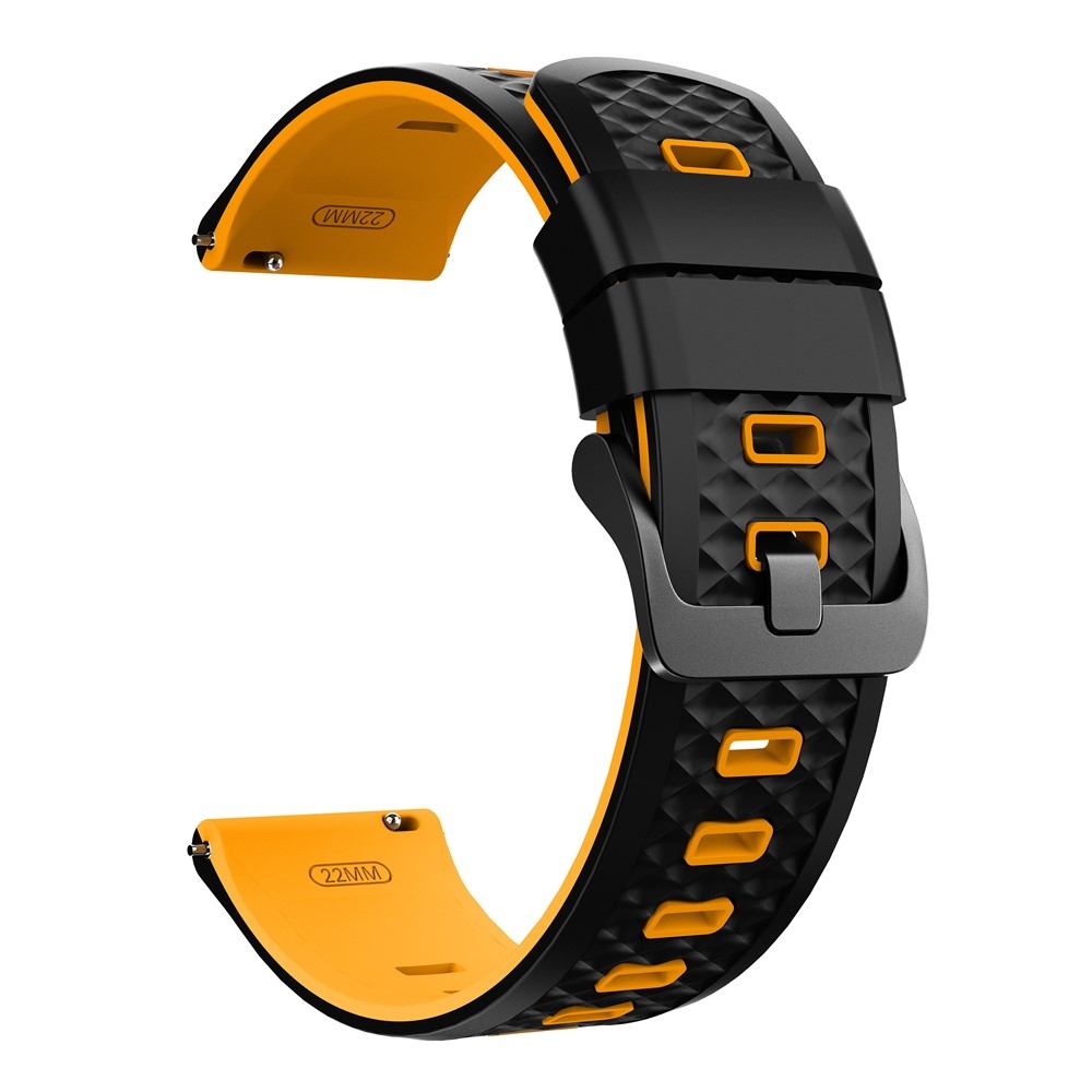Flat silikonový řemínek 22mm na Garmin Forerunner 970/Forerunner 570 47mm/265 - černý/žlutý