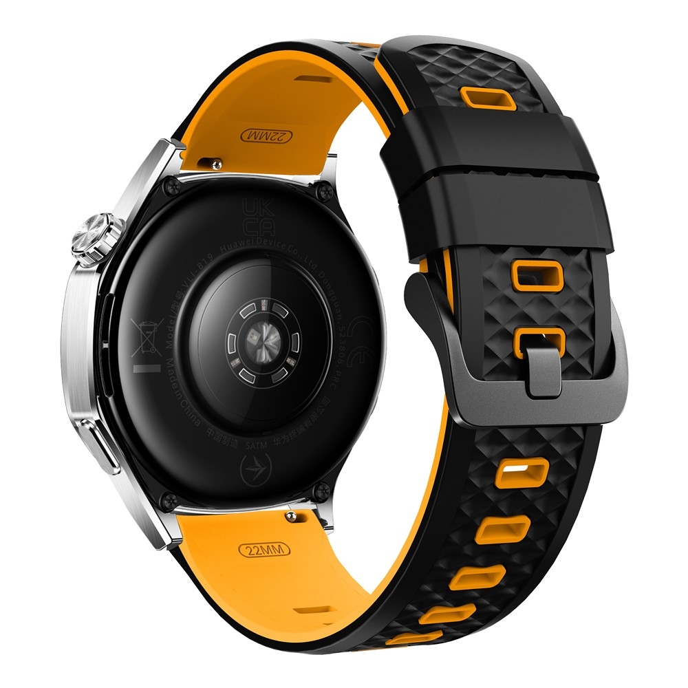 Flat silikonový řemínek 22mm na Garmin Forerunner 970/Forerunner 570 47mm/265 - černý/žlutý