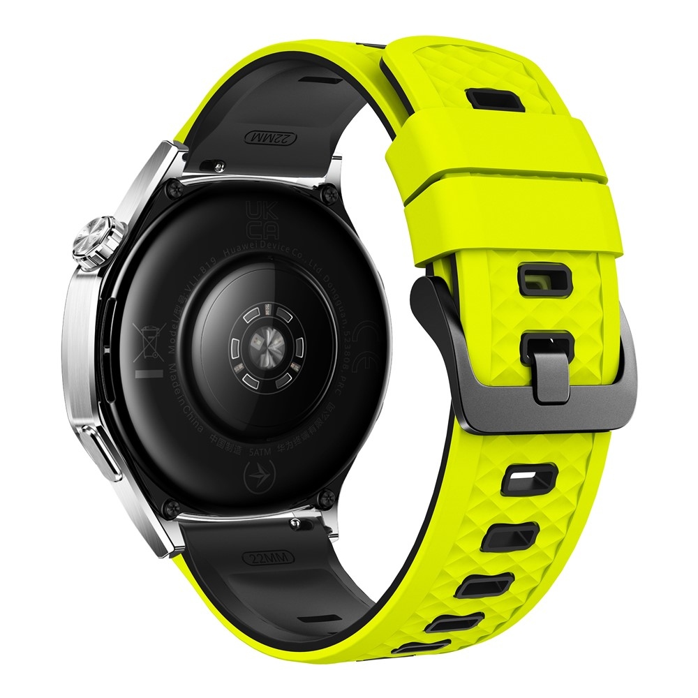 Flat silikonový řemínek 22mm na Garmin Forerunner 970/Forerunner 570 47mm/265 - žlutozelený/černý