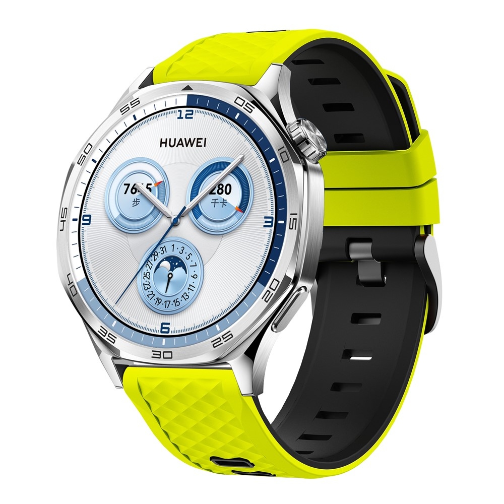 Flat silikonový řemínek 22mm na Garmin Forerunner 970/Forerunner 570 47mm/265 - žlutozelený/černý