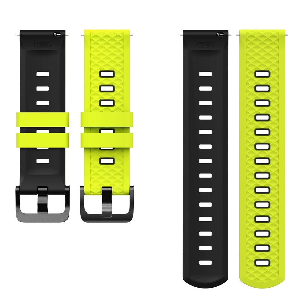Flat silikonový řemínek 22mm na Garmin Forerunner 970/Forerunner 570 47mm/265 - žlutozelený/černý
