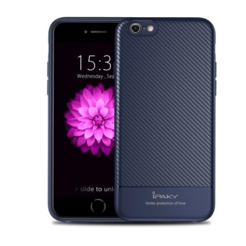 Flex gelový obal s texturou na iPhone 6 Plus a 6s Plus - tmavěmodrý