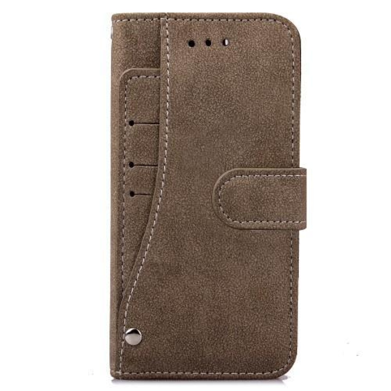 Flipy PU kožené pouzdro s výsuvnými přihrádkami na iPhone 6 Plus a iPhone 6s Plus - coffee