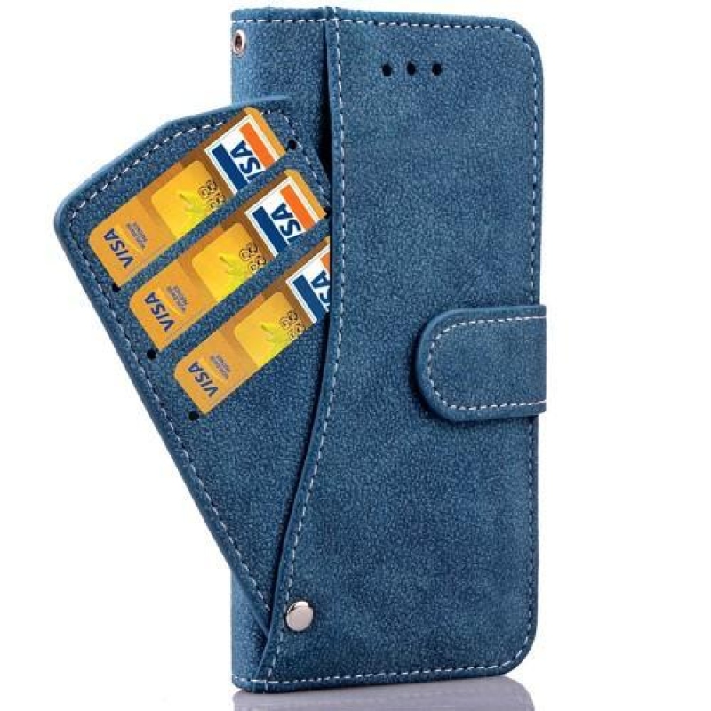 Flipy PU kožené pouzdro s výsuvnými přihrádkami na iPhone 6 Plus a iPhone 6s Plus - modré