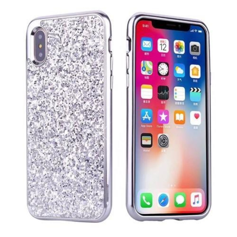 Flirt 2v1 plastový obal na iPhone X - stříbrný