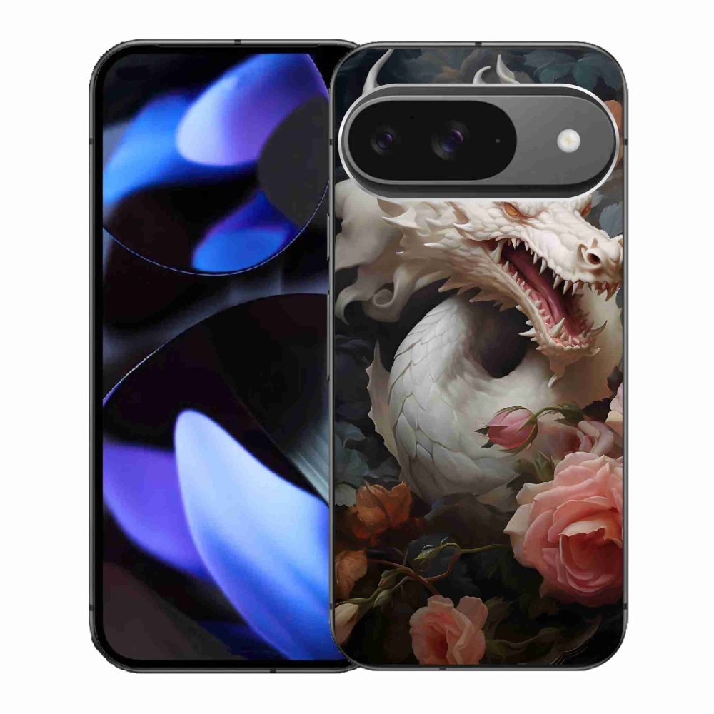 Gelový kryt mmCase na Google Pixel 9/9 Pro - bílý drak