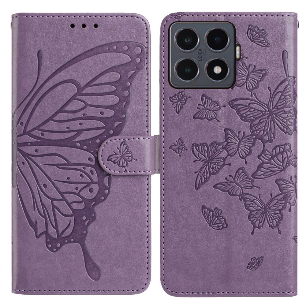 Floral Butterfly knížkové pouzdro na Xiaomi 15T Pro - fialové