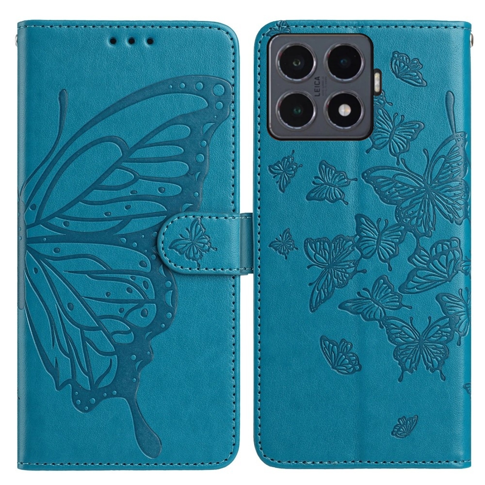Floral Butterfly knížkové pouzdro na Xiaomi 15T Pro - modré