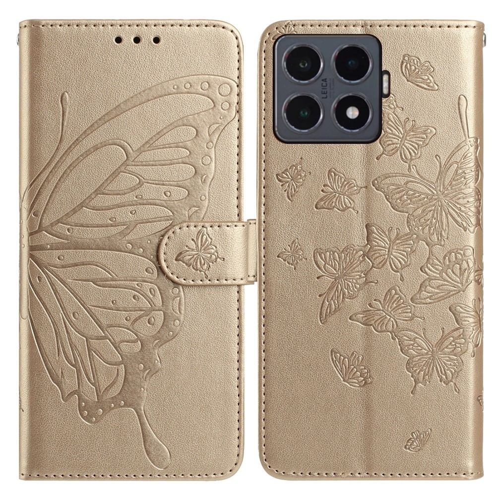 Floral Butterfly knížkové pouzdro na Xiaomi 15T Pro - zlaté