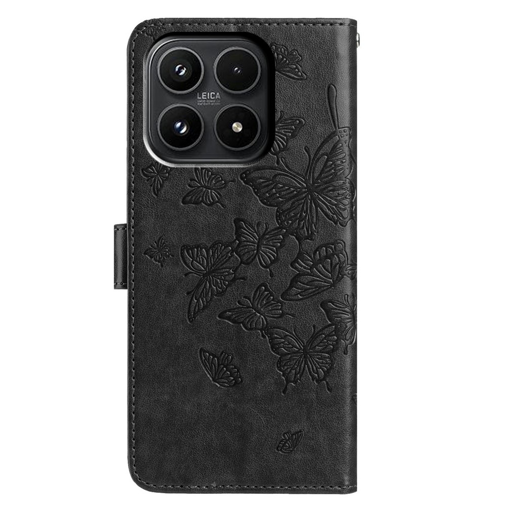 Floral Butterfly knížkové pouzdro na Xiaomi 17 - černé