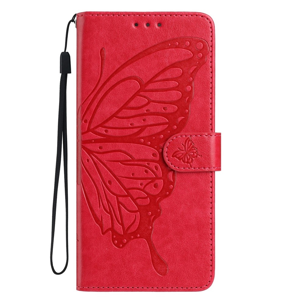 Floral Butterfly knížkové pouzdro na Xiaomi 17 - červené