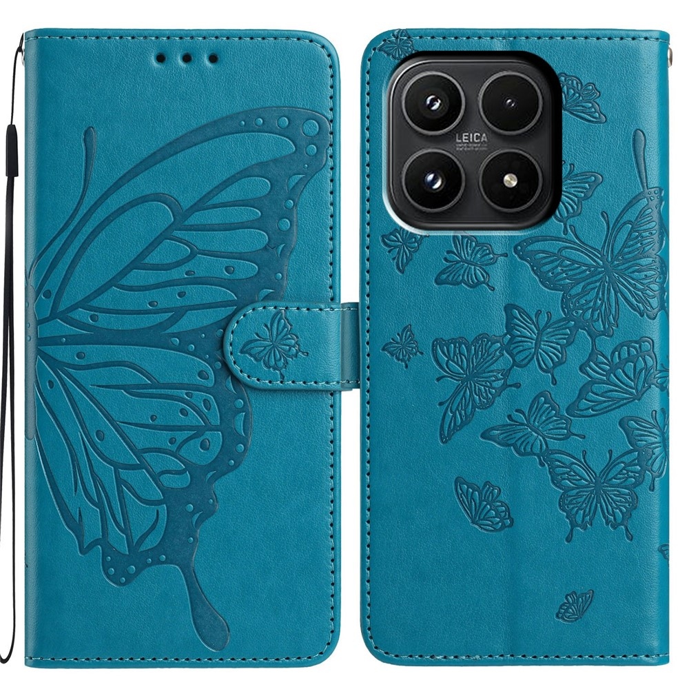 Floral Butterfly knížkové pouzdro na Xiaomi 17 - modré