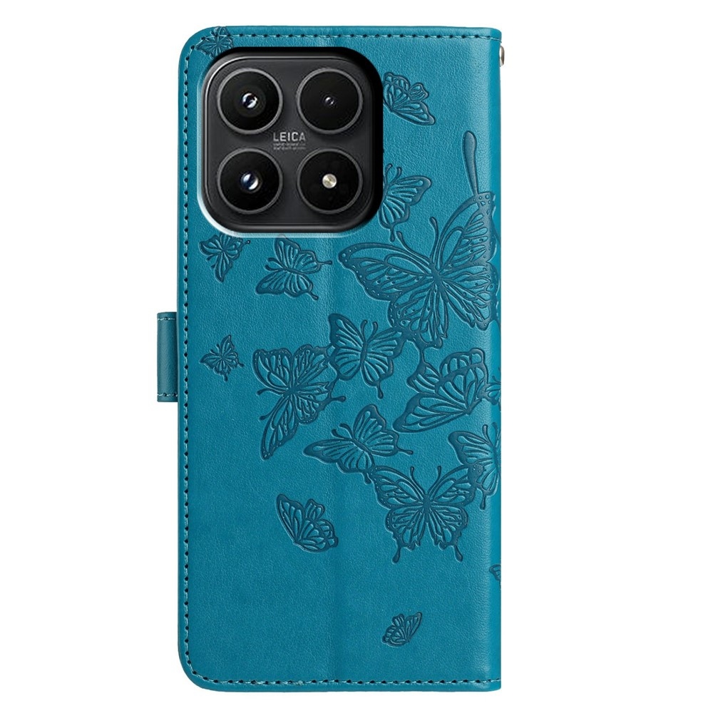 Floral Butterfly knížkové pouzdro na Xiaomi 17 - modré