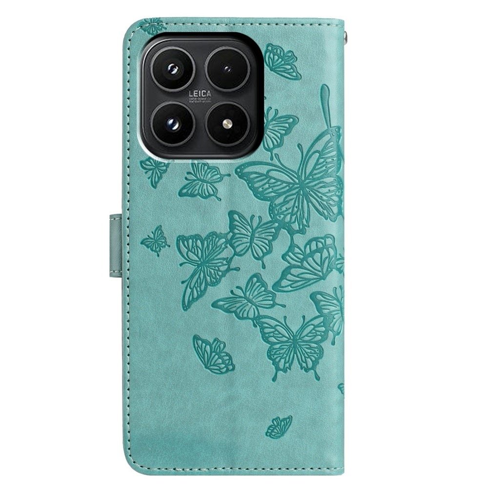 Floral Butterfly knížkové pouzdro na Xiaomi 17 - modrozelené