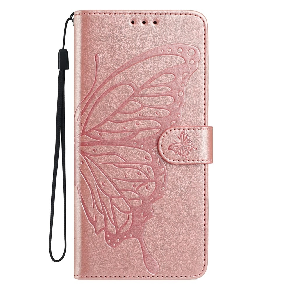 Floral Butterfly knížkové pouzdro na Xiaomi 17 - růžovozlaté