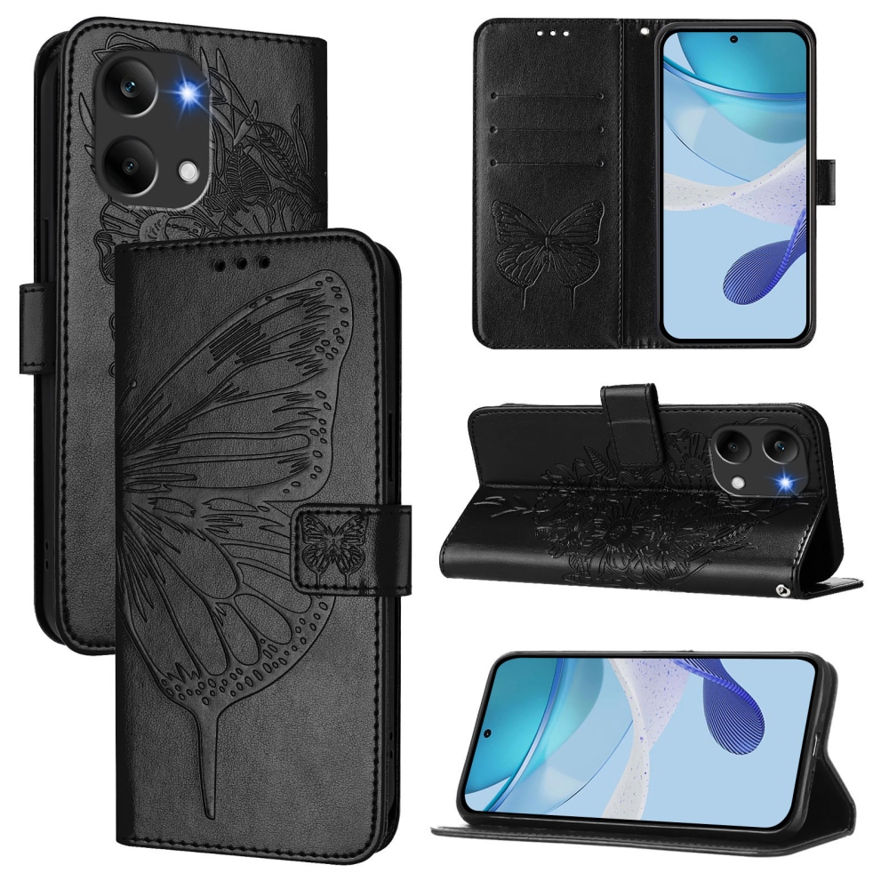 Floral Butterfly knížkové pouzdro na Xiaomi Poco X8 Pro Max 5G - černé