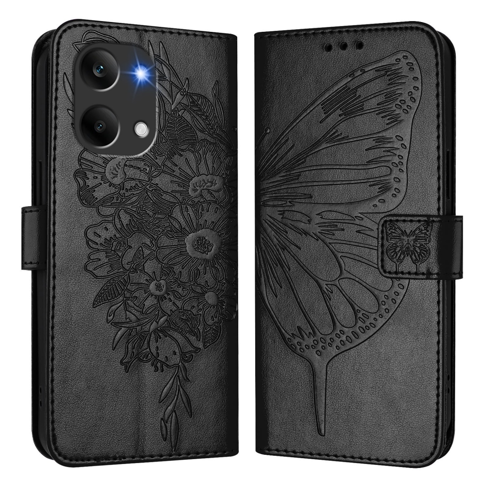 Floral Butterfly knížkové pouzdro na Xiaomi Poco X8 Pro Max 5G - černé
