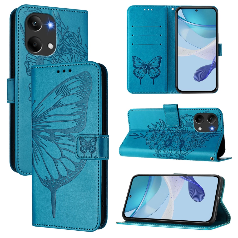 Floral Butterfly knížkové pouzdro na Xiaomi Poco X8 Pro Max 5G - modré