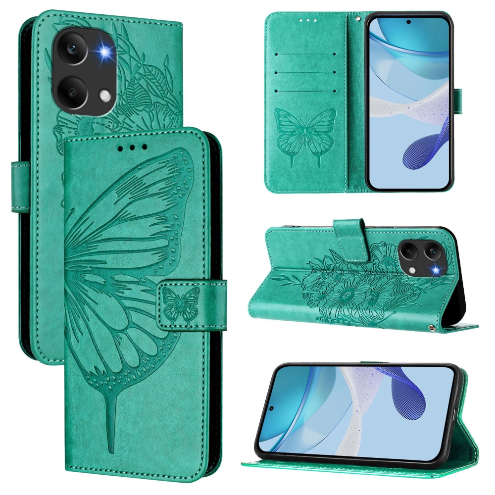 Floral Butterfly knížkové pouzdro na Xiaomi Poco X8 Pro Max 5G - modrozelené