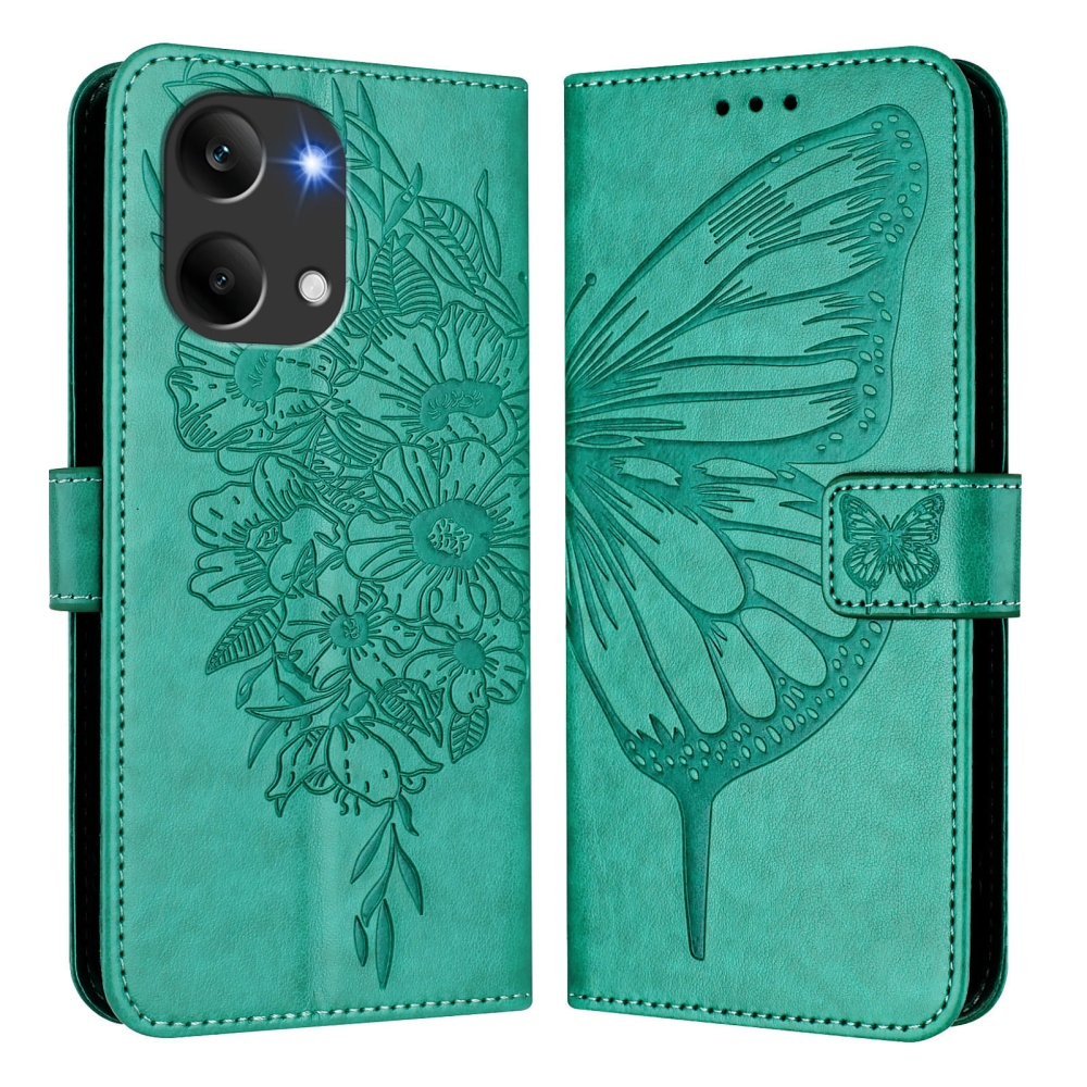Floral Butterfly knížkové pouzdro na Xiaomi Poco X8 Pro Max 5G - modrozelené